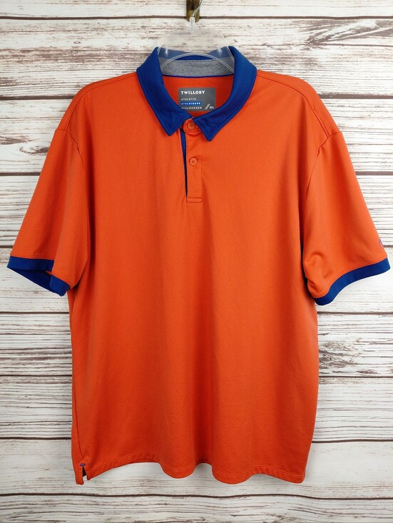 Twillory Other - Twillory Mens 2XL Orange/Navy Short Sleeve Athletic Preformance Polo Shirt